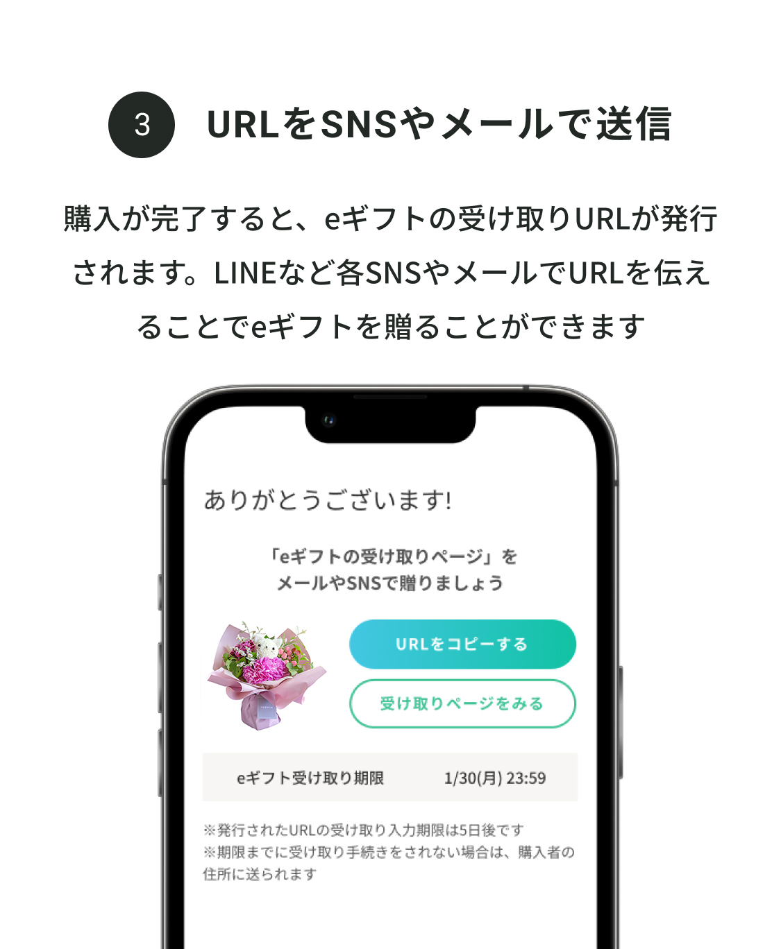 ③URLをSNSやメールで送信