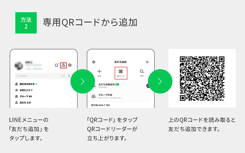専用QRコードから追加
