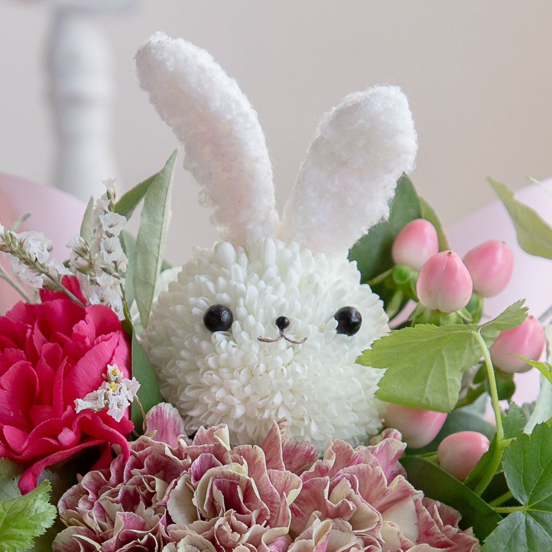 くぅー　ウサギの花フレーム　髪飾り付き そのまま飾れる“うさぎ”のブーケ(M) | noemie（ノエミ）